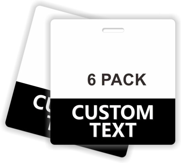 Custom Printed Badge Buddy - in Black- Horizontal (6 Pack) - Print On Both Sides - Durable and Water Resistant Ideal for Teachers. Nurses. Doctors. Security. Visitor.Work Badge